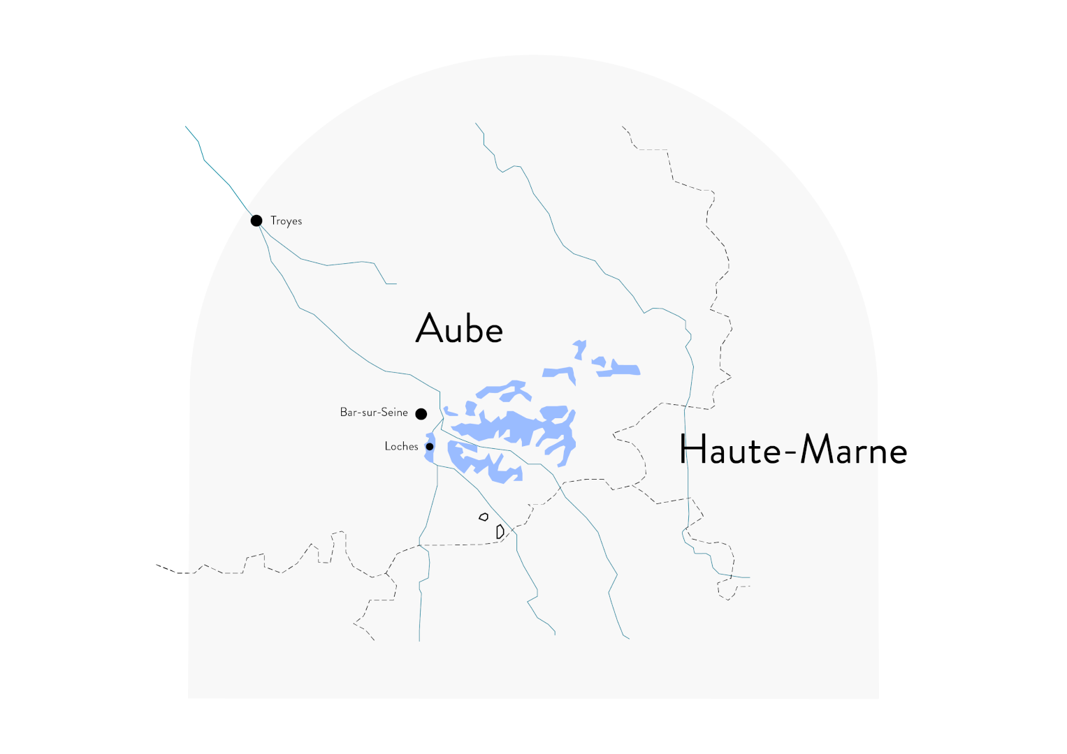 Répartition du vignoble Lheureux sur la Côte des Bar